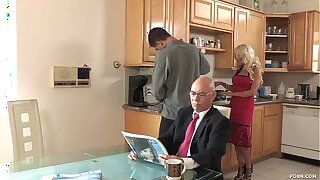 Son fucks his stepmom after his father goes to work