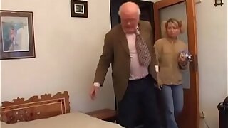 Horny old grandpa licks enjoyable hairless teenage pussy passionately